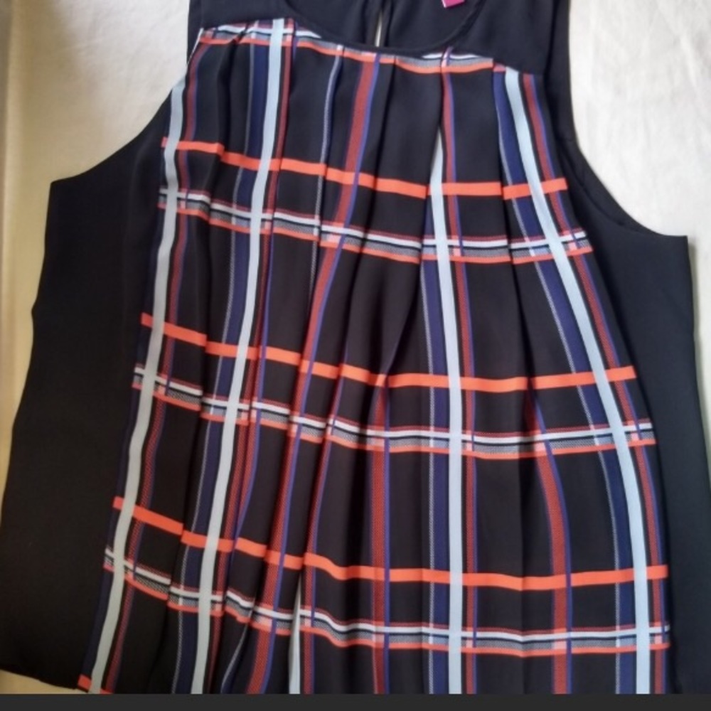 Vince Camuto plaid tank blouse